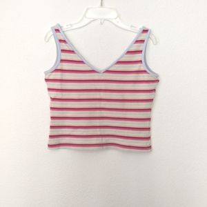 ONE STEP UP Striped Crop Tank Top S Vintage